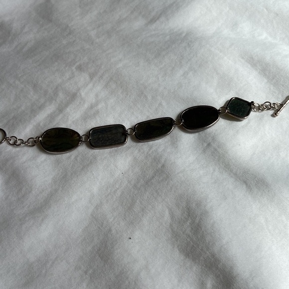 VINTAGE Lucas Lameth Abalone Shell Clasp Bracelet Blue Green sterling silver - Picture 8 of 10